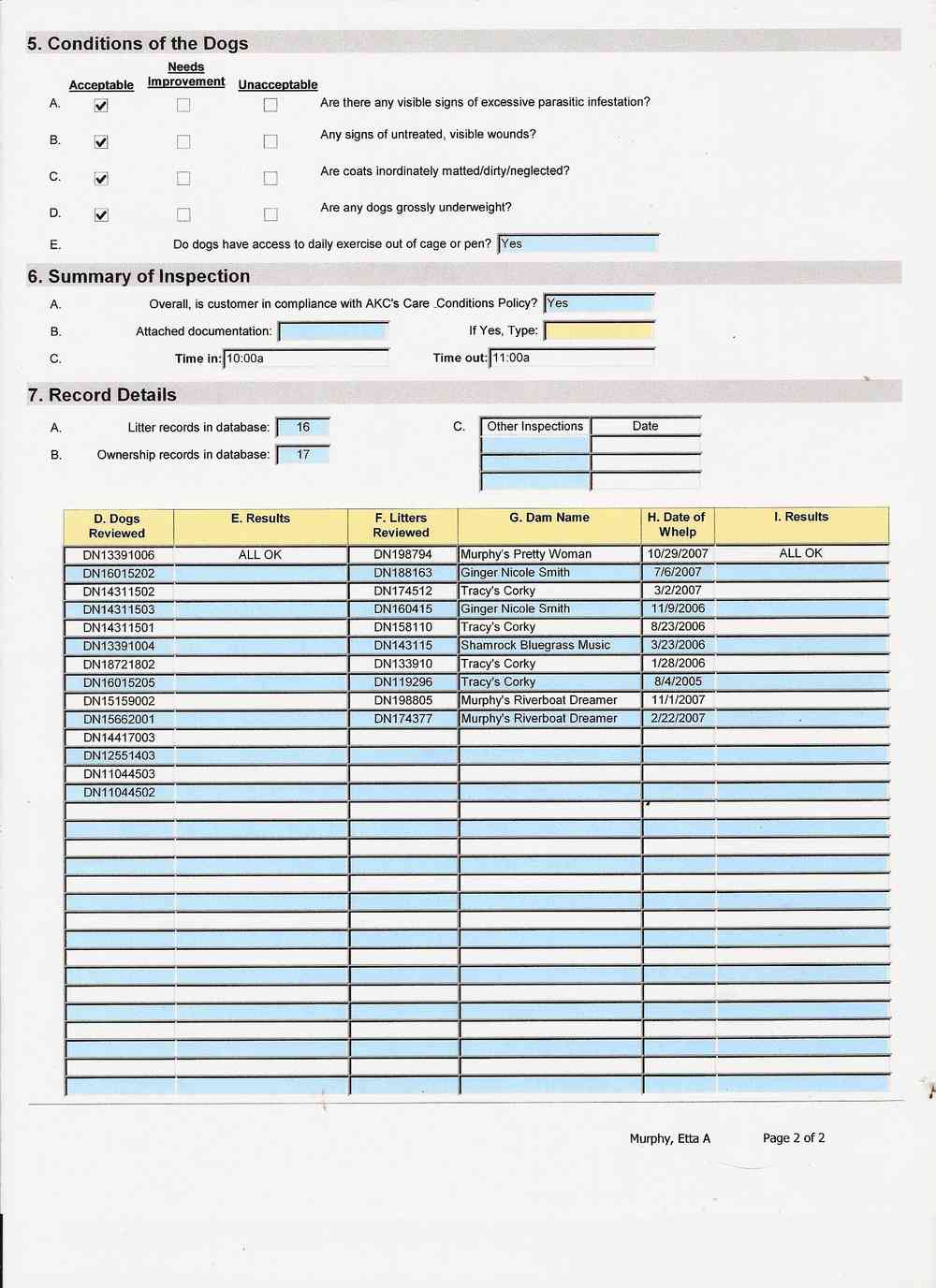 AKC Kennel Check Page 2